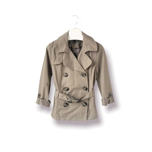 🌸H&M🌸 Women’s Belted Trench Jacket Size 8 Button - Picture 2 of 10